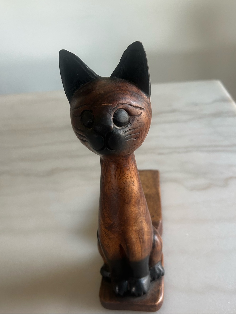 Vintage. Hand carved Wooden Cat Door Stop, Cat Doorstop Wedge